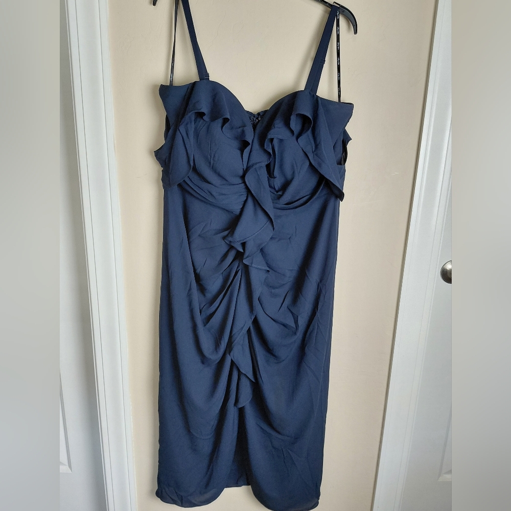 City Chic Navy Ruffle Midi Dress